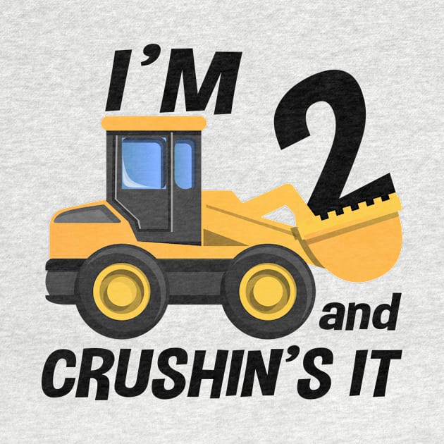 Kids Construction Truck 2nd Birthday T Shirt Boy 2 Year Old by joneK